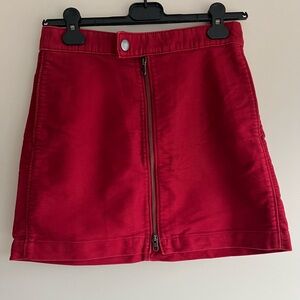 Uniqlo Red 100% Cotton Skirt with Front Zipper